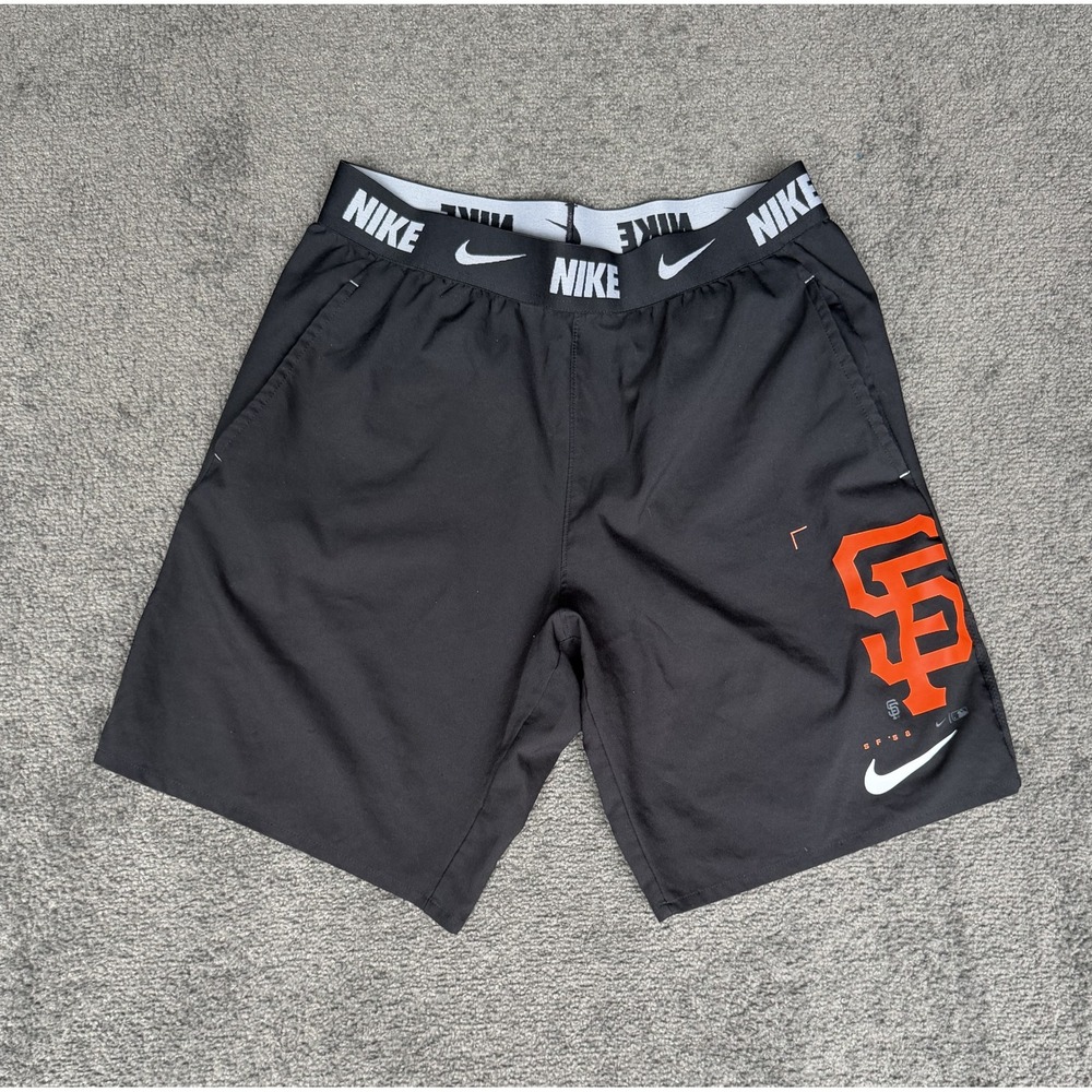 Nike San Francisco Giants MLB Dri-FIT Training Shorts Mens Medium Black SF Logo